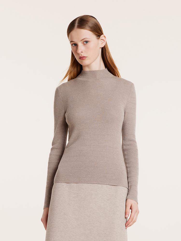Machine Washable Wool Mock Neck Sweater