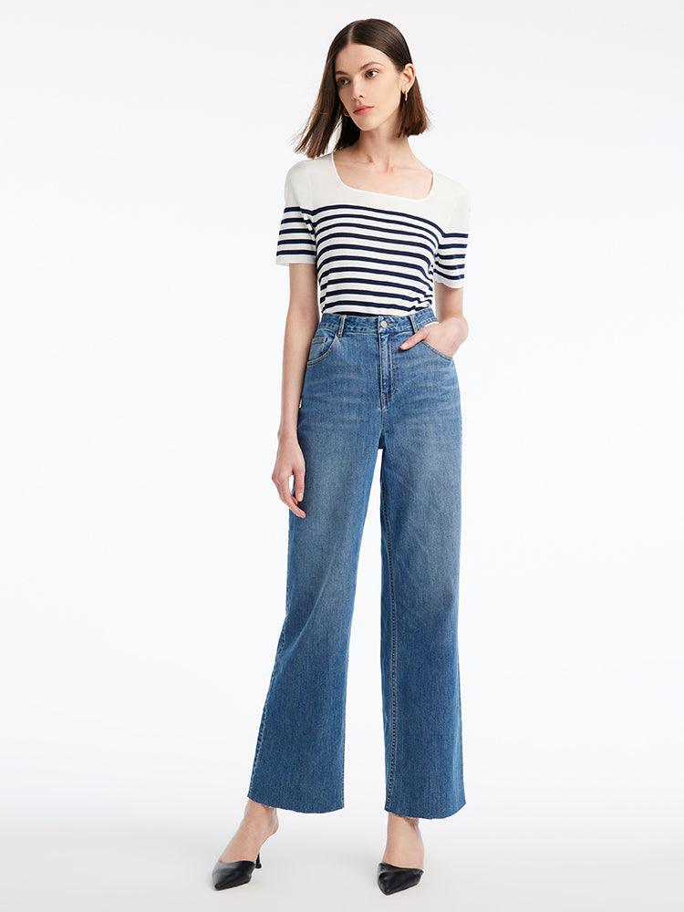 Blue And White Striped Skinny Jersey GOELIA