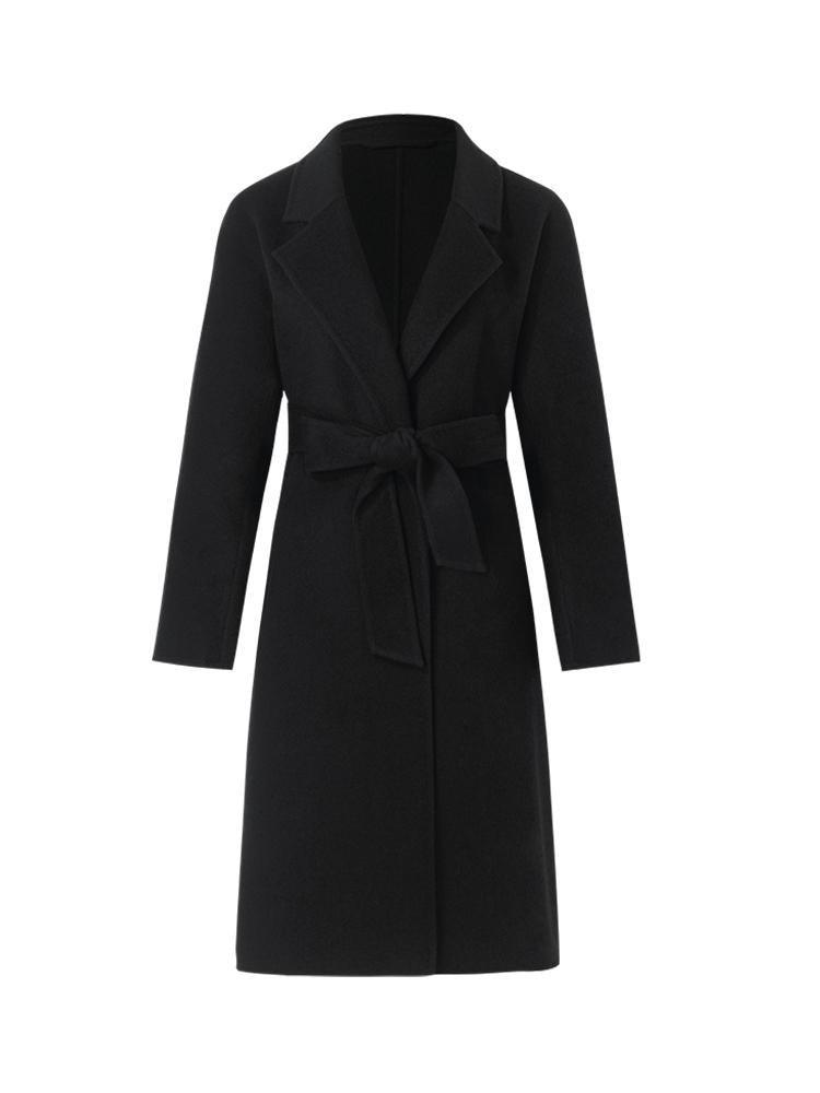 Wool And Cashmere Double-Faced Lapel Coat With Belt GOELIA