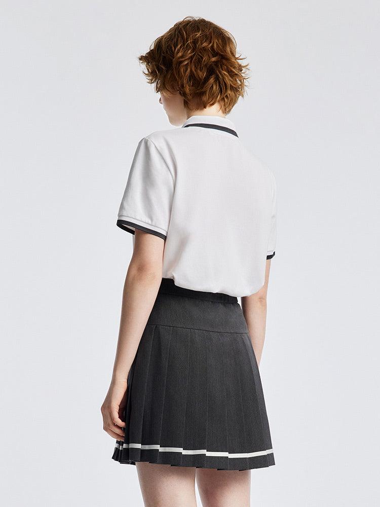 College Style Suit Shirt And Mini Pleated Skirt GOELIA