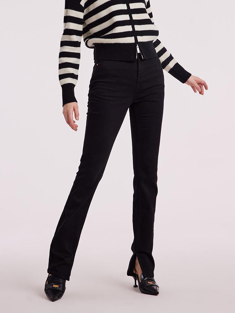 Black Denim Slit Jeans