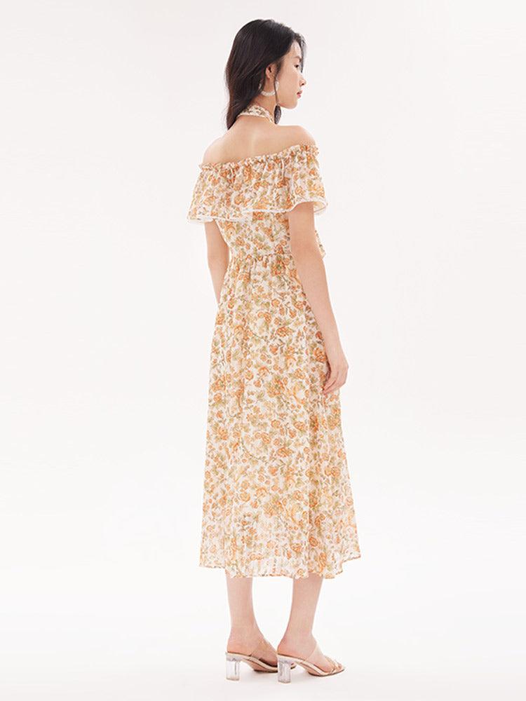 Ruffle Floral Maxi Dress GOELIA