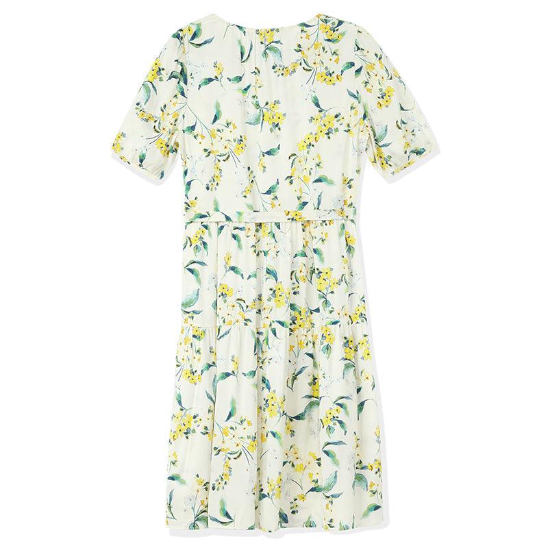 19-Momme Silk Floral Dress GOELIA