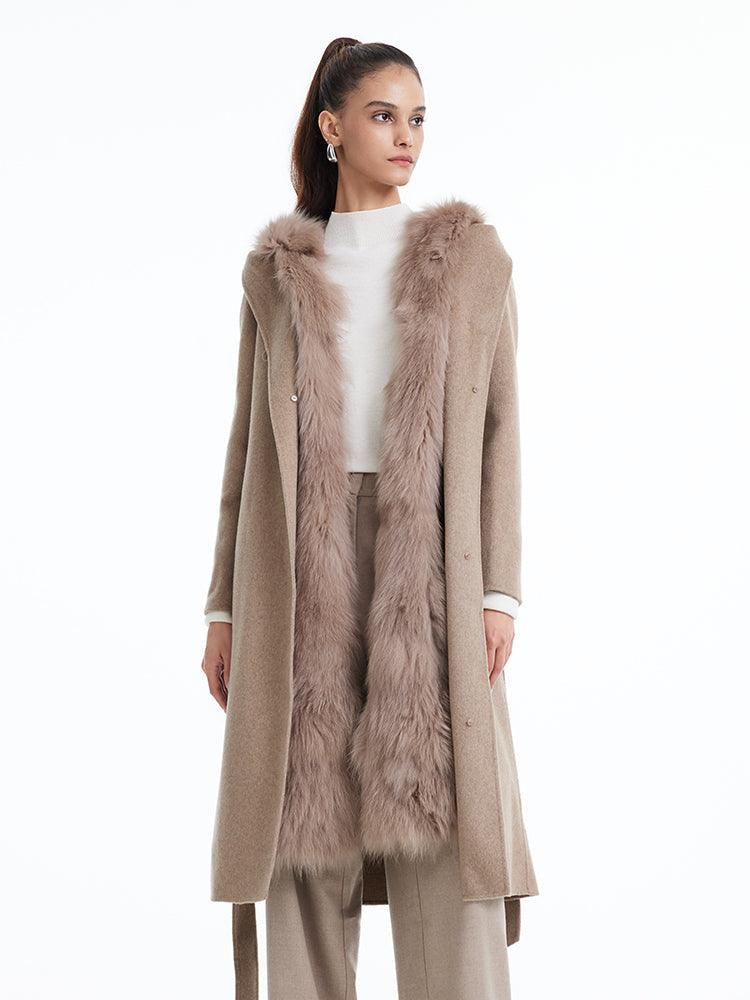 Pure Cashmere Fox Fur Waistcoat Two-piece Coat GOELIA