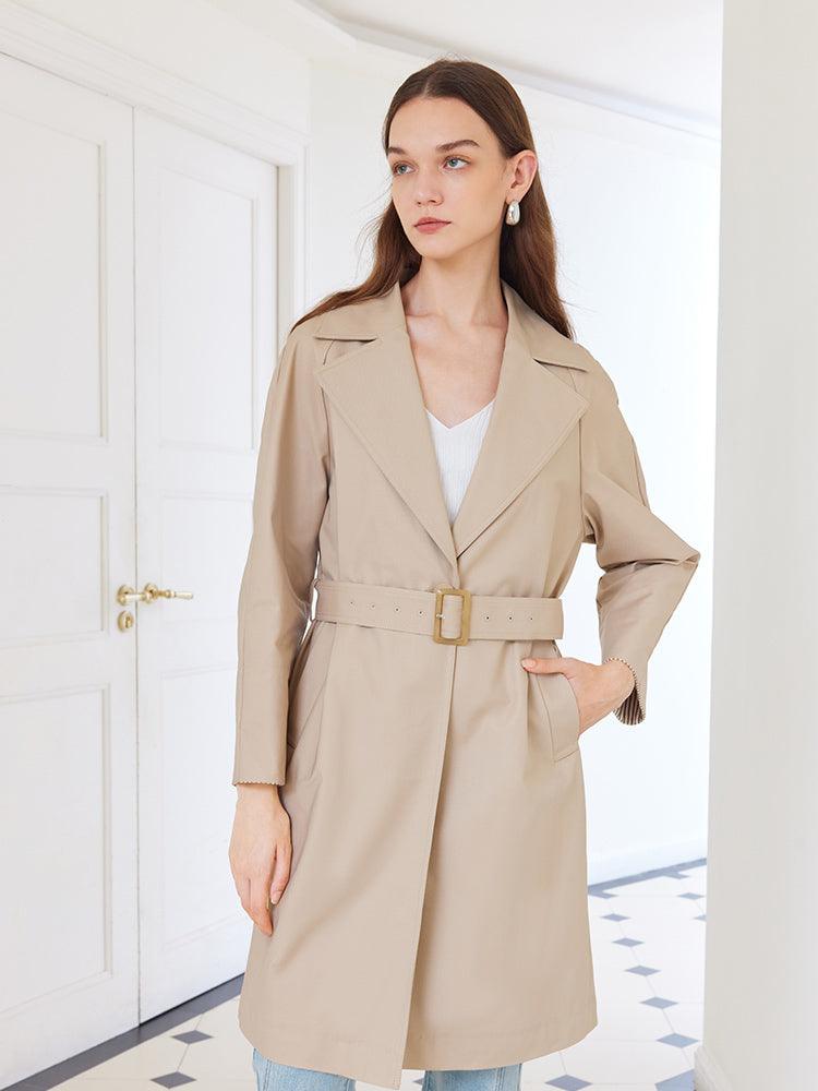 Khaki Striped inside Trench Coat With Belt GOELIA