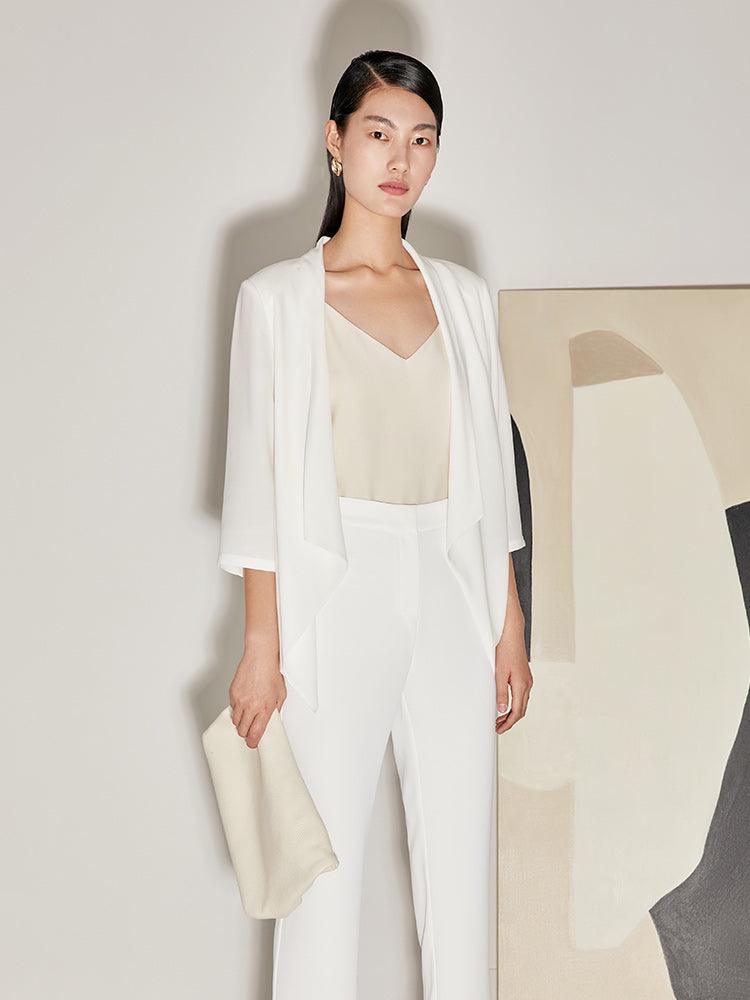 Acetate Slim One Button White Blazer GOELIA