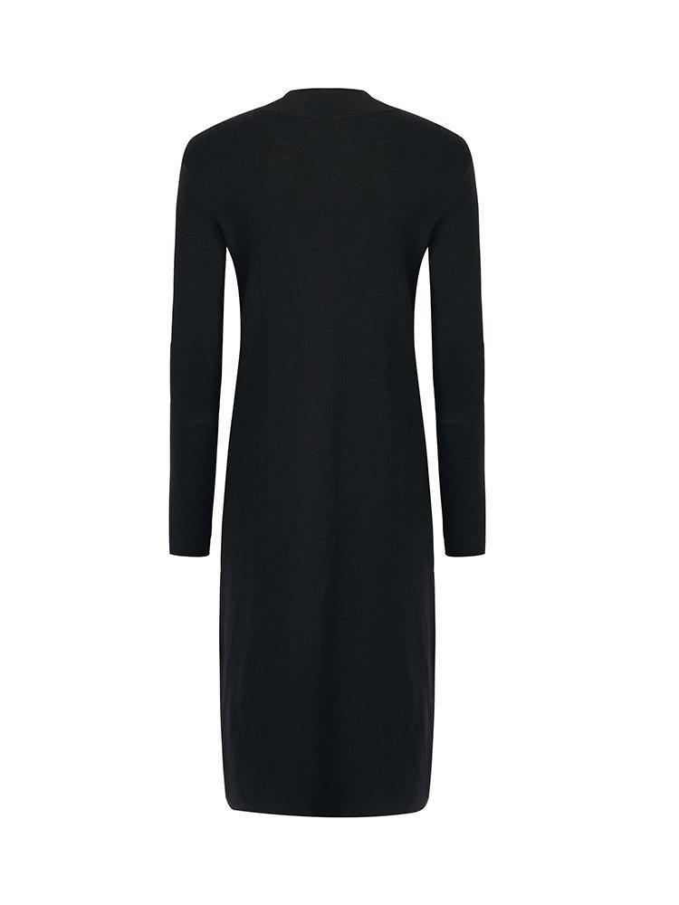 Black Pure Wool Mock Neck Knit Dress GOELIA