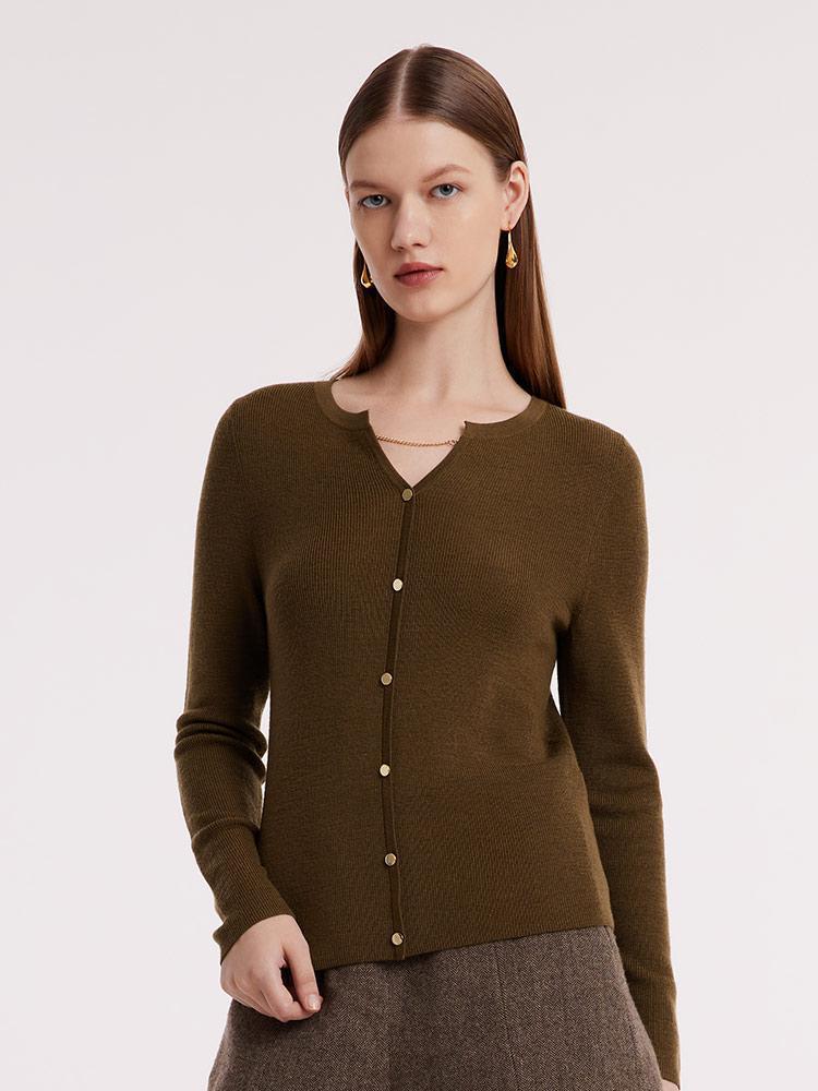 Machine Washable Wool V-Neck Sweater GOELIA