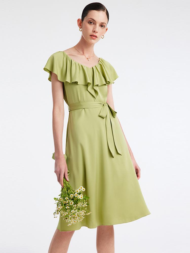 22Mm Silk Green Dress GOELIA