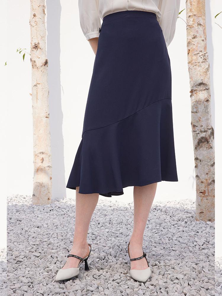 Dark Navy Blue Acetate Mermaid Skirt GOELIA