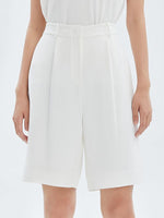 White Triacetate High-Waisted Shorts GOELIA