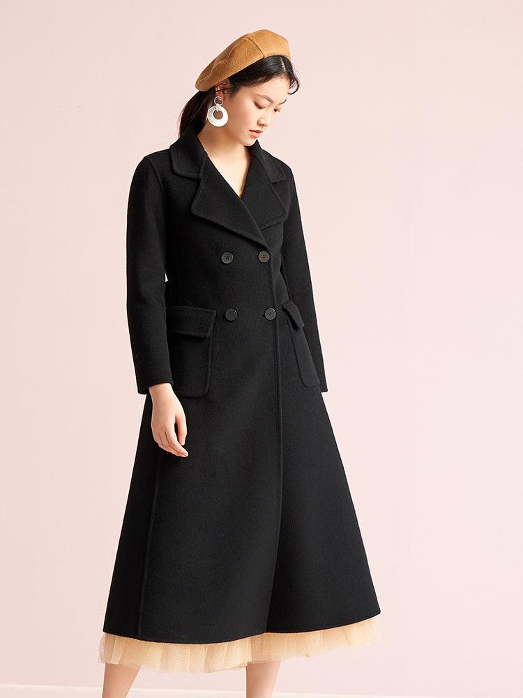 Black Slim Cashmere Overcoat GOELIA