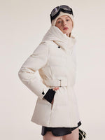 Hooded Gathered Waist Short Goose Down Garment GOELIA