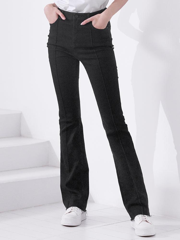 Black Denim Flared Pants GOELIA