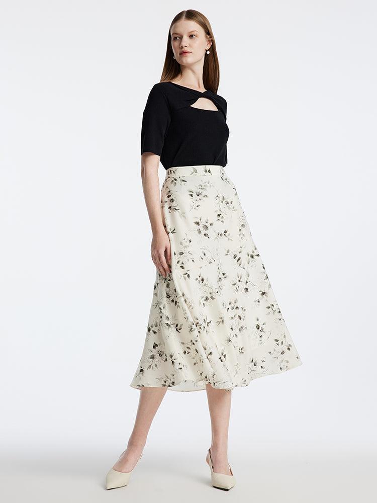 New Chinese Ink Print Fishtail Half Skirt GOELIA