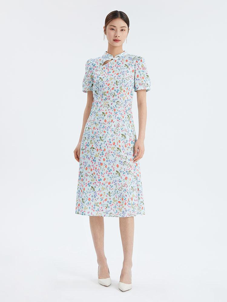 Cheongsam Collar Print Dress GOELIA