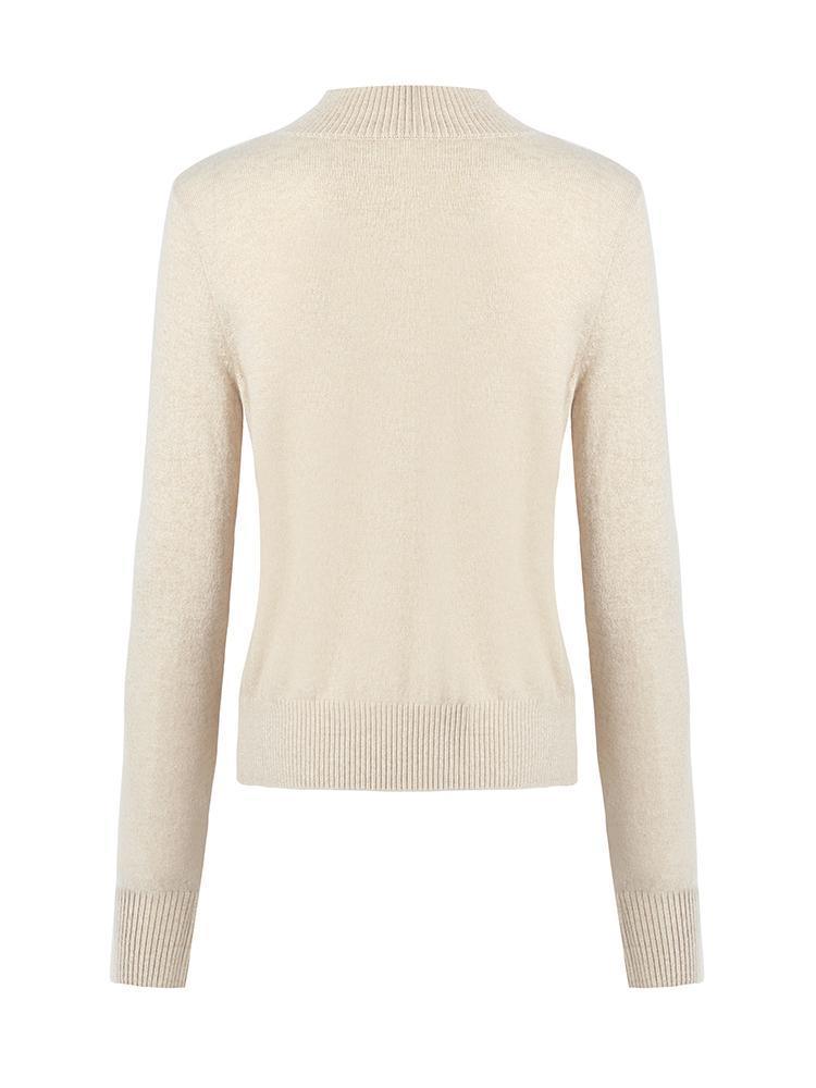 Beige Pure Cashmere Mock Neck Sweater GOELIA