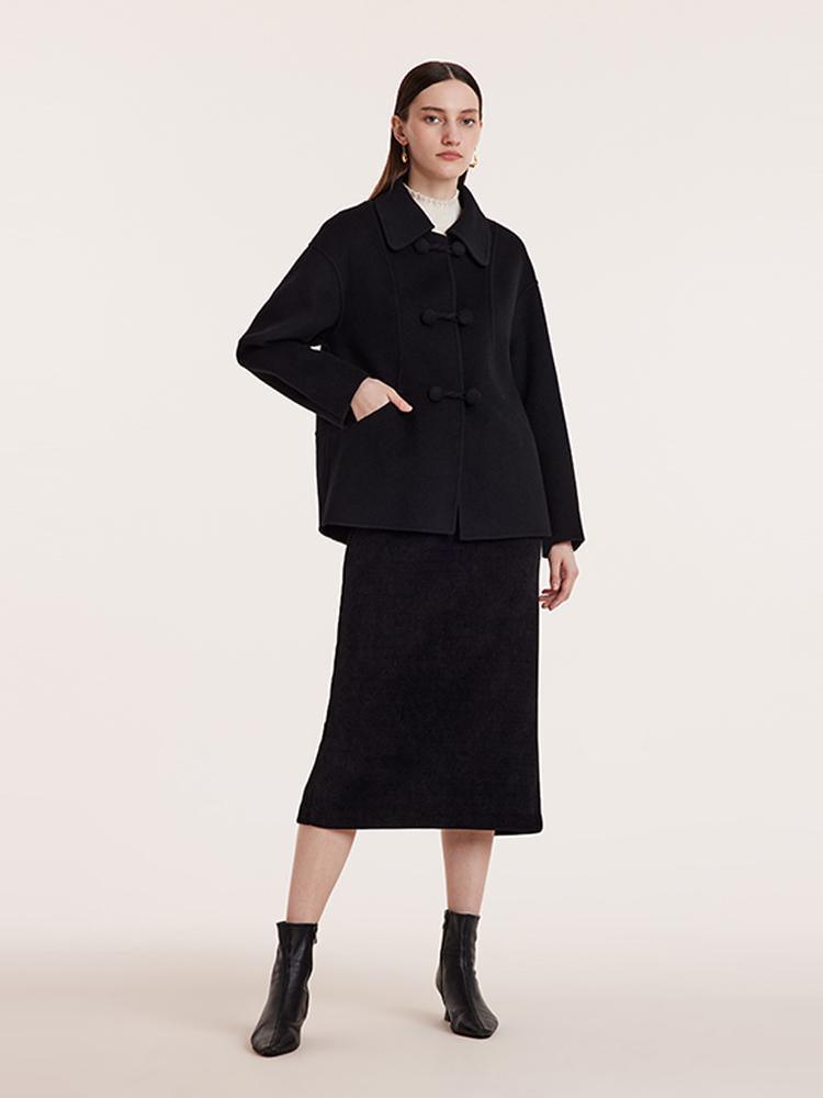 Tencel Wool Cheongsam Button Double-Faced Coat GOELIA