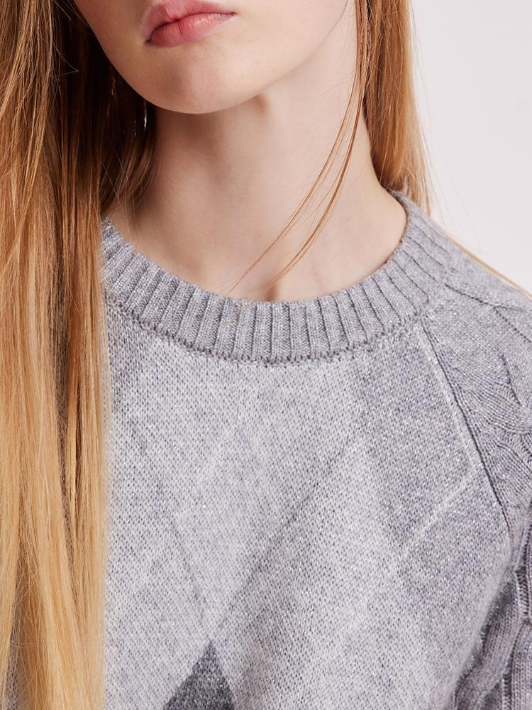 Grey Wool Jacquard Sweater GOELIA