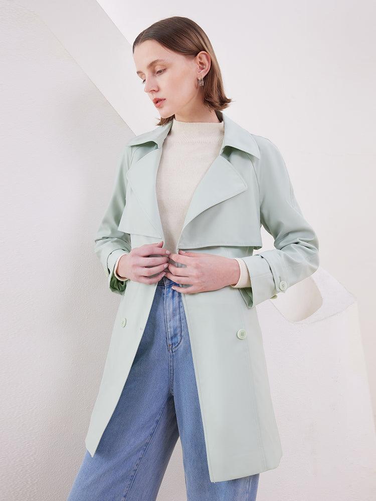 Candy Color Worsted Woolen Mid-length Trench Coat GOELIA