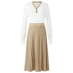Wool Knitted Top And Pleated Skirt Two-Piece Suit GOELIA