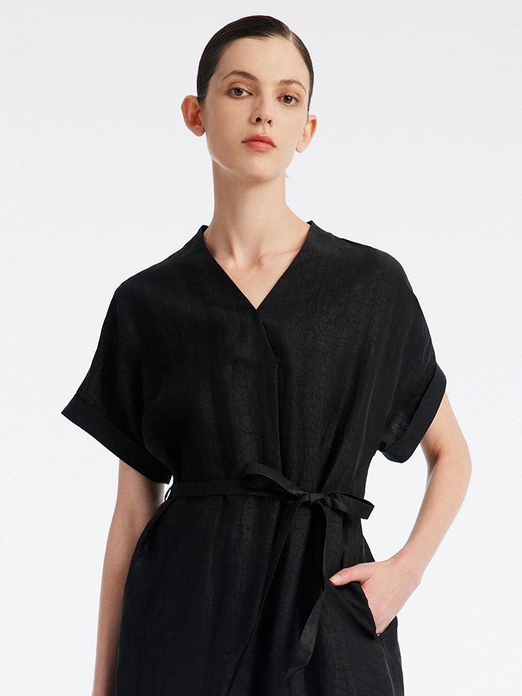 Black V-Neck Dress GOELIA