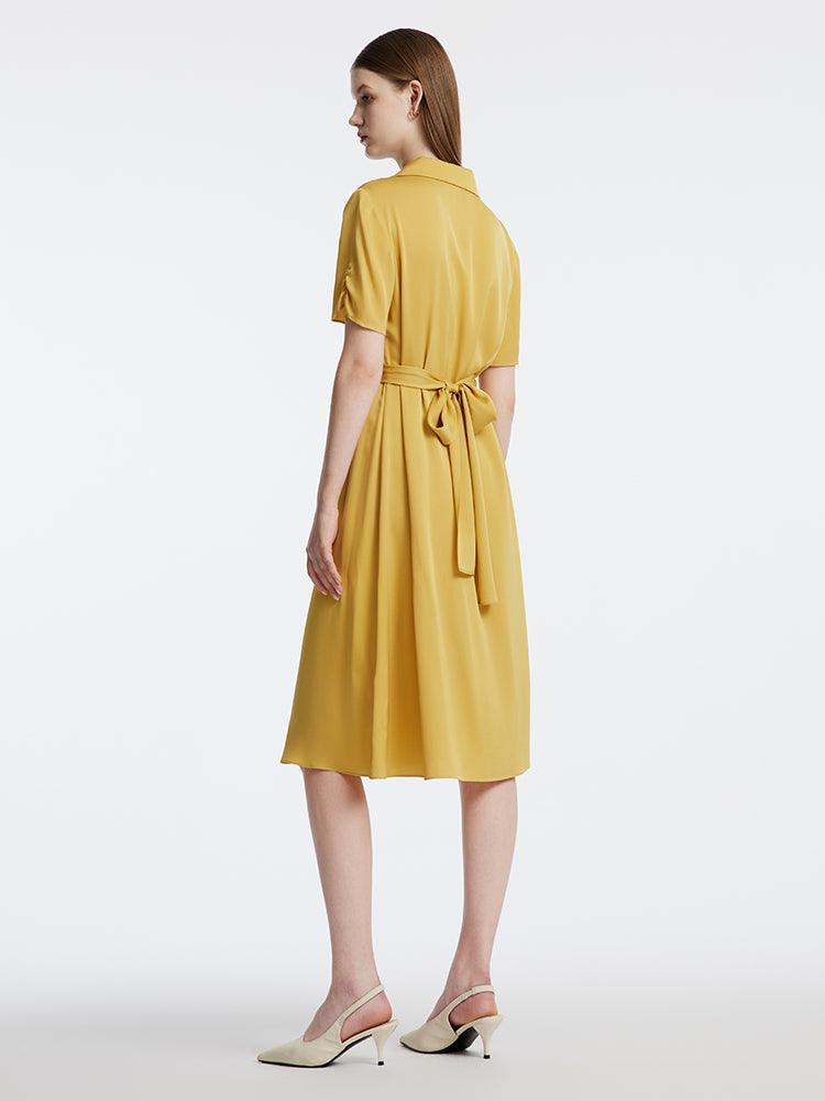 Silk Twisted Knot Resort Style Waist-skimming Dress GOELIA