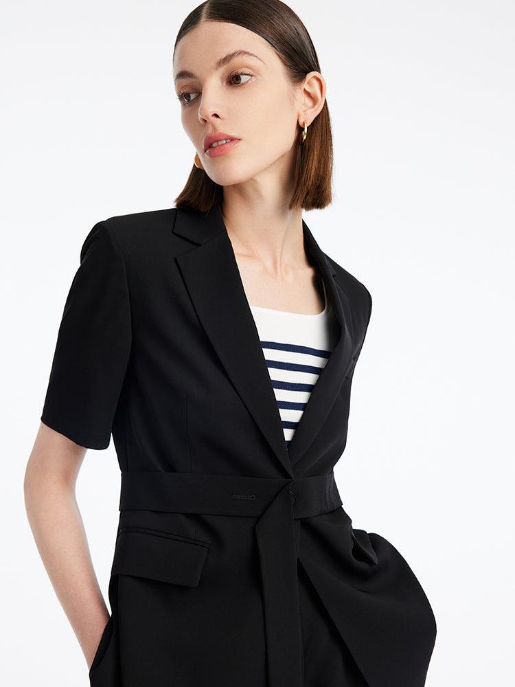 Acetate Half Sleeve One Button Blazer GOELIA