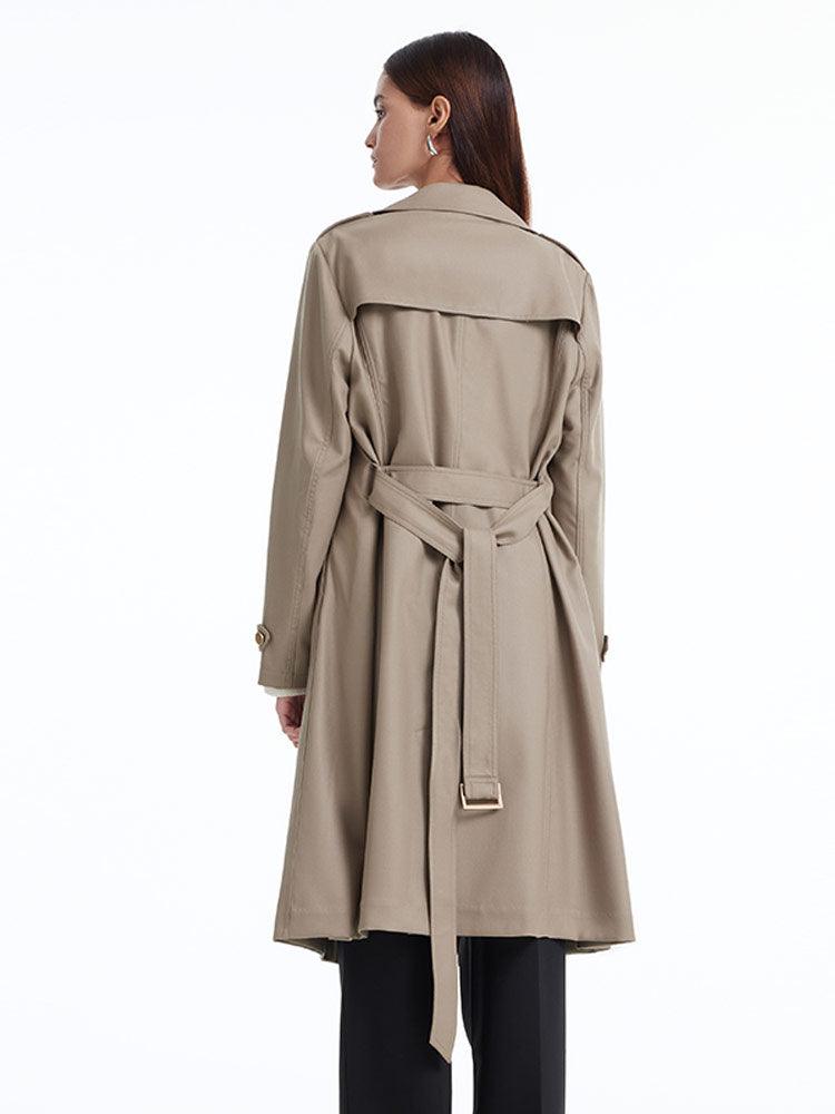 Worsted Wool Trench Coat With Belt GOELIA