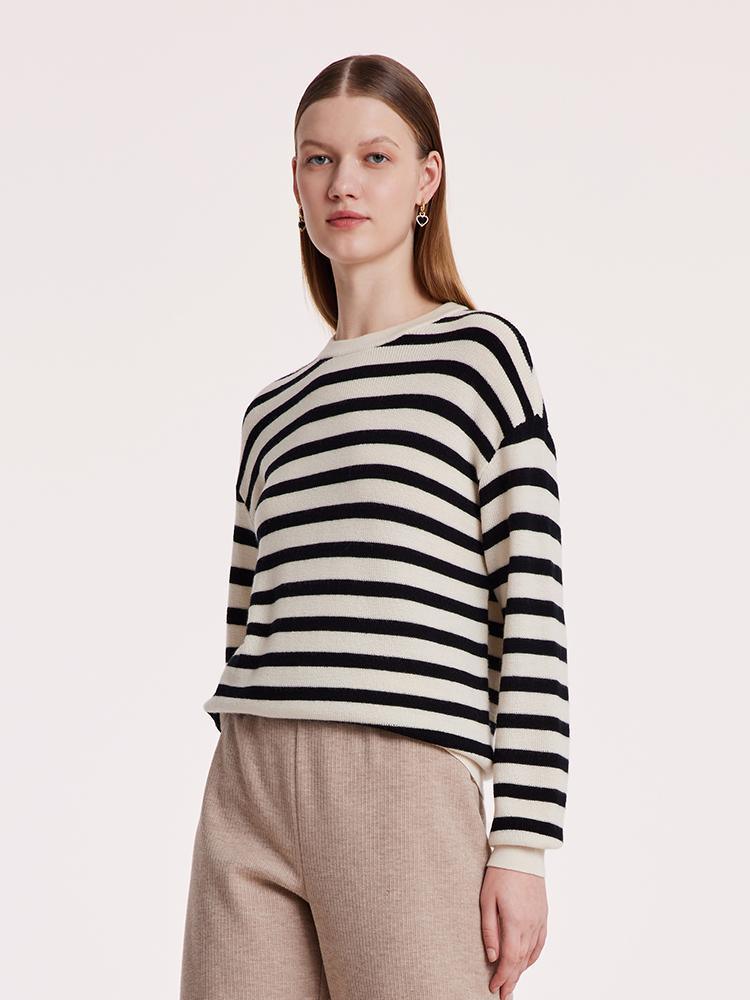 Machine Washable Wool Stripe Sweater GOELIA