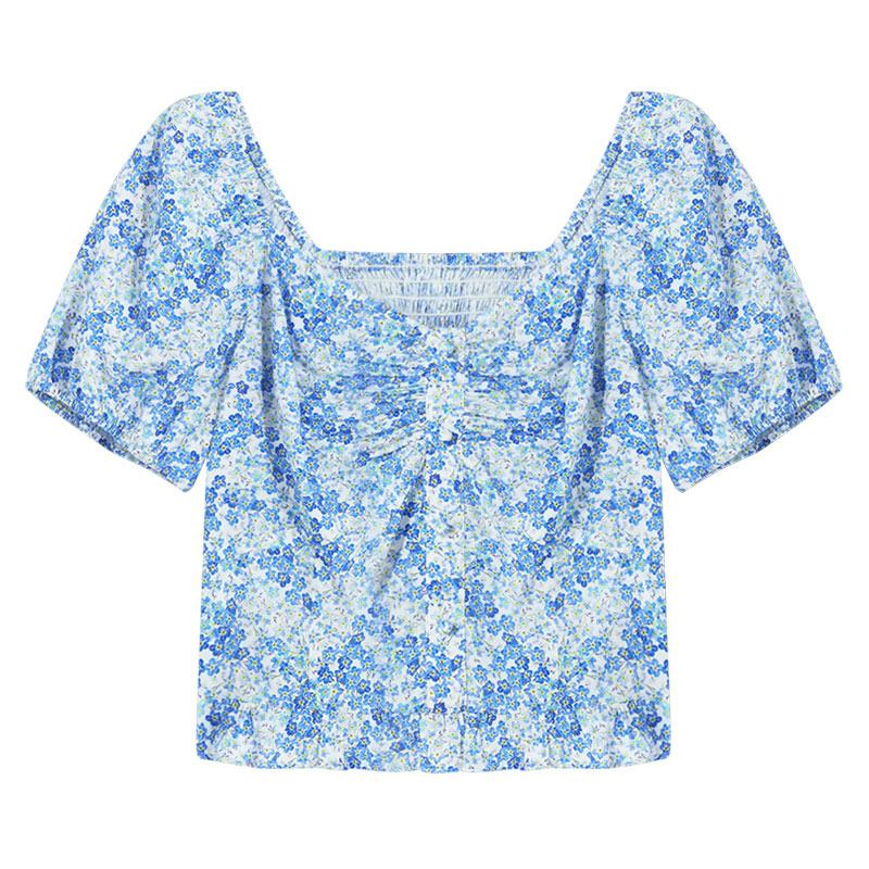 Blue Floral Blouse GOELIA