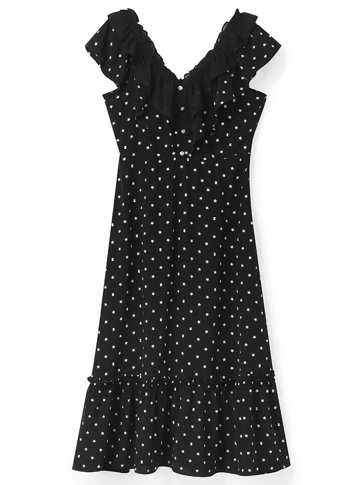 Black Magic Star Print Dress GOELIA