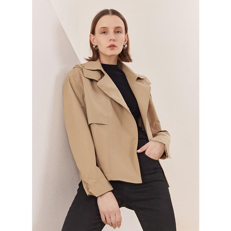 Camel Waterproof Cropped Trench Coat GOELIA