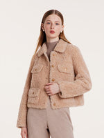 Beige Pure Wool Short Jacket GOELIA