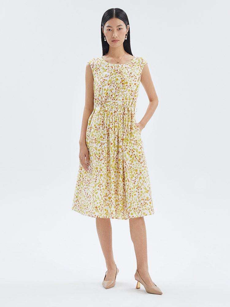 Silk and Cotton Printed A-line Dress GOELIA