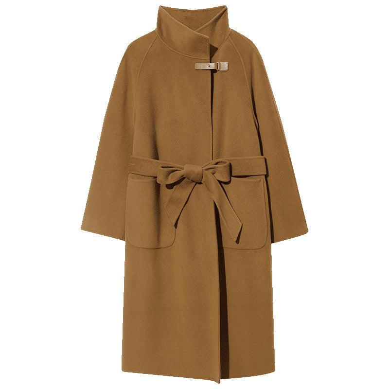 Brown Wrapped Woolen Coat GOELIA