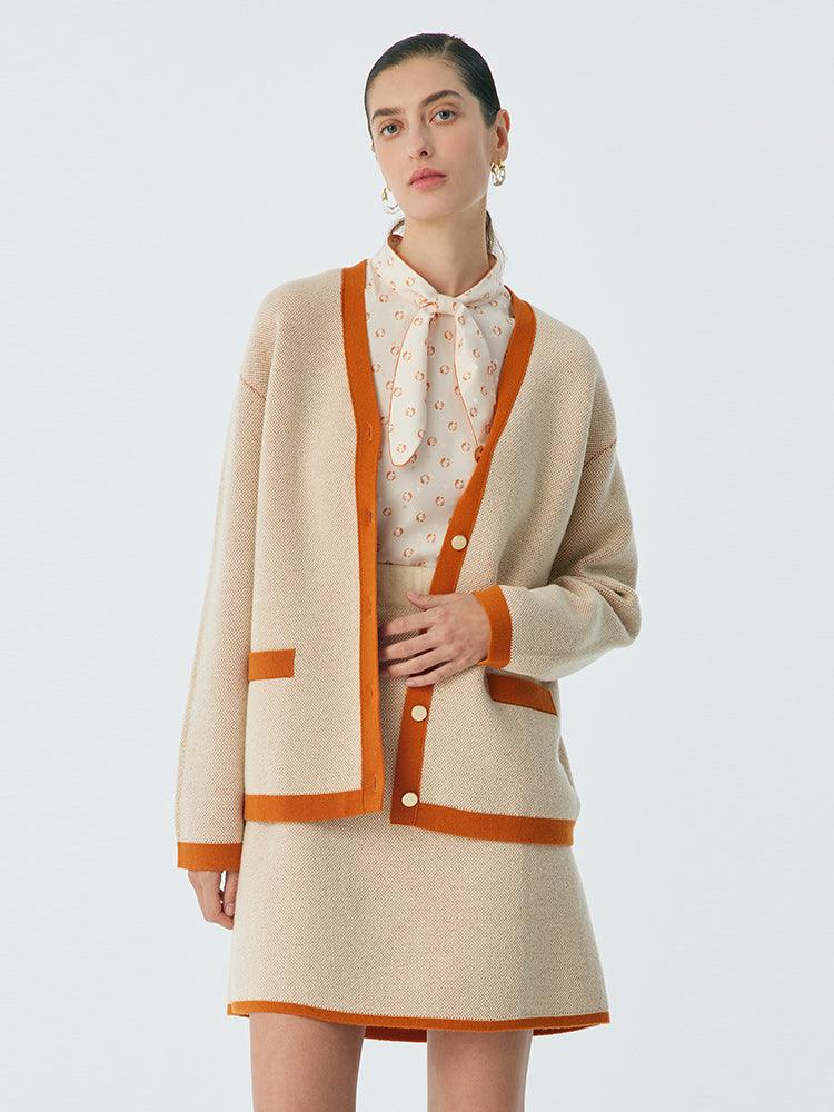 Orange&Beige Color Block Woven Suit GOELIA