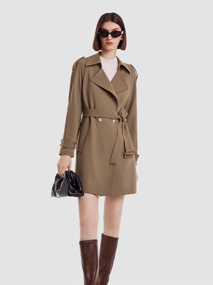 Double Layer Worsted Wool Trench Coat GOELIA