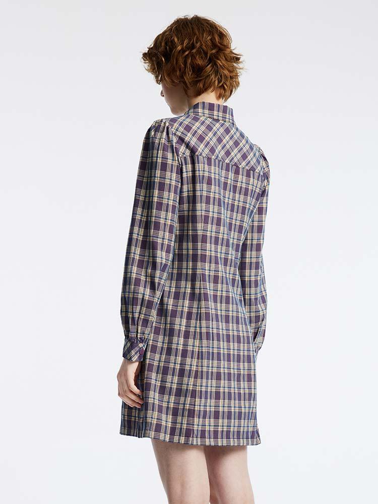 Gathered Waist Plaid Dress GOELIA