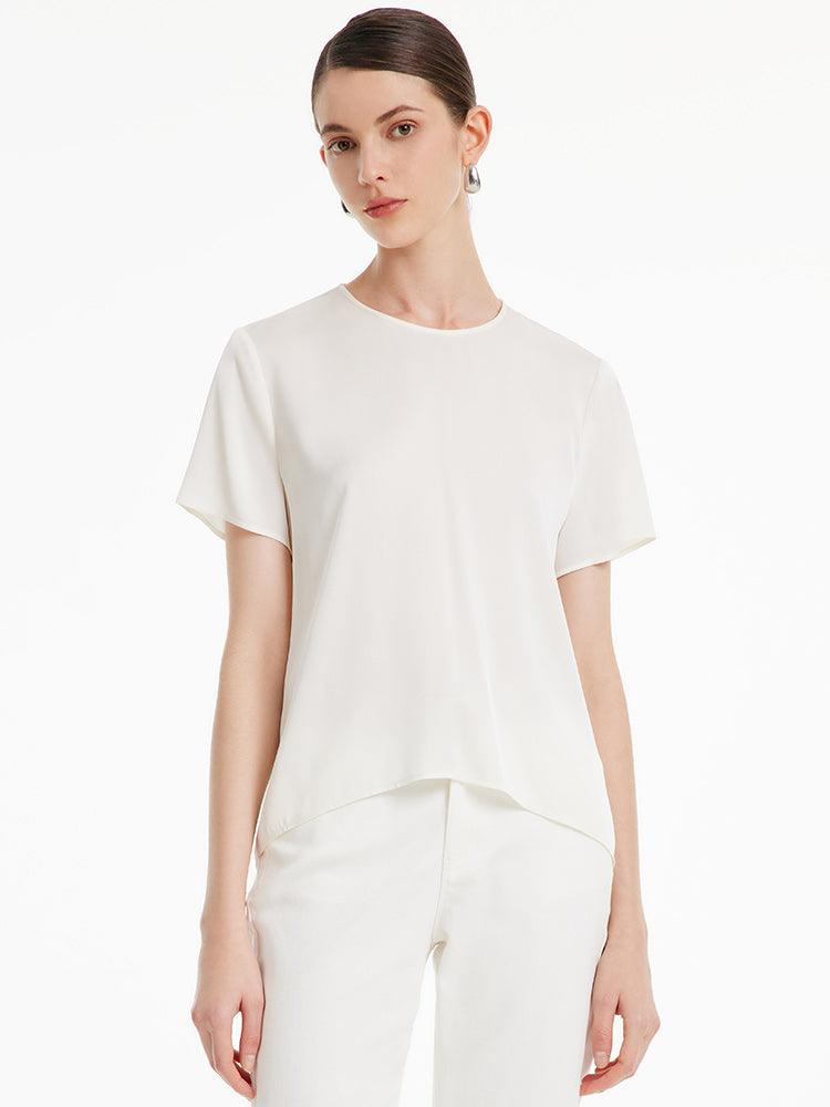 22 Momme Silk Short Sleeve Woven Top GOELIA