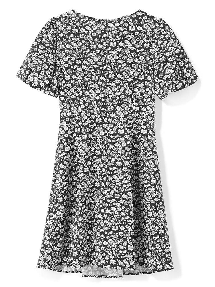 Cotton Floral Puff Sleeve Dress GOELIA