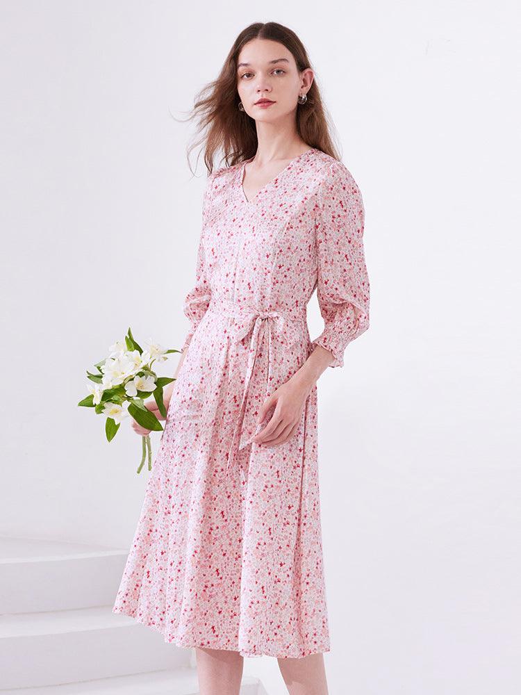 Pink  Sweet Cherry Print Dress GOELIA