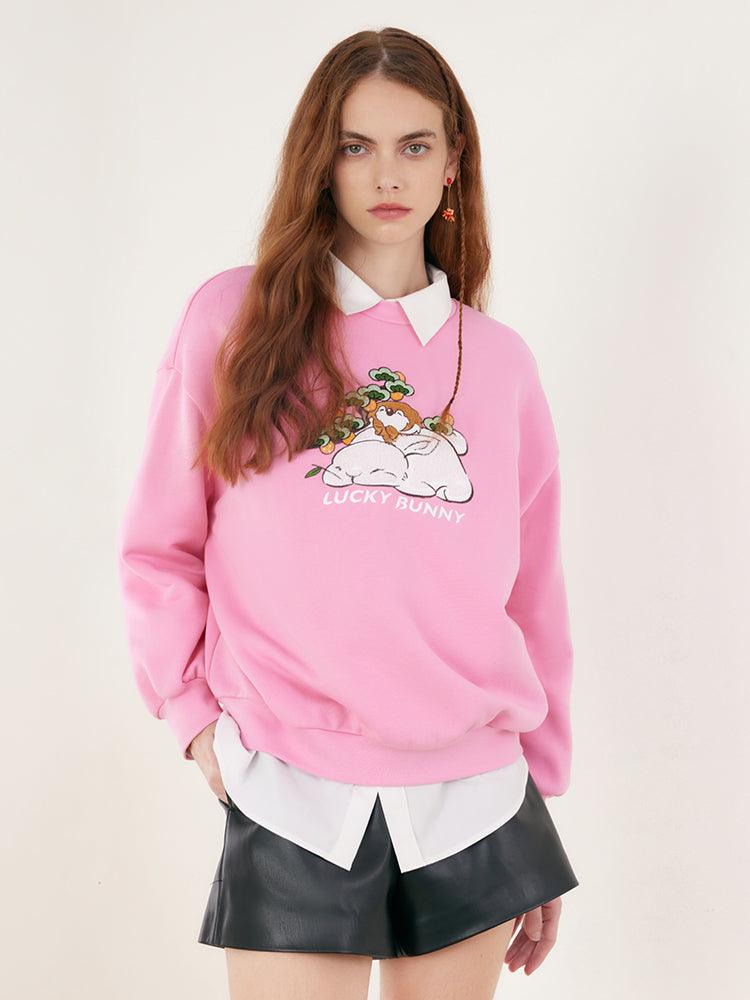 Pink Embroidered Long Sleeve Jumper GOELIA