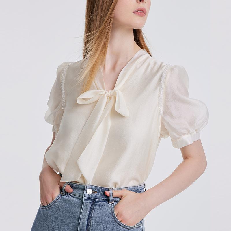 Bow Tie Ribbon Blouse GOELIA