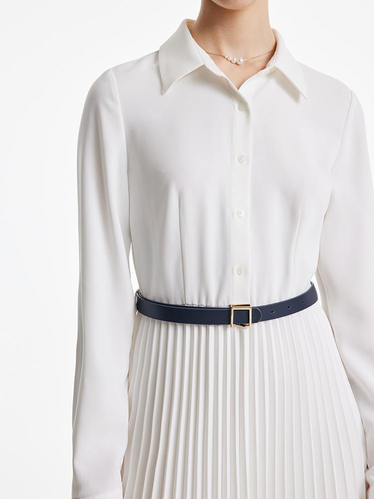 White Shirt-Style Two-Piece Dress GOELIA