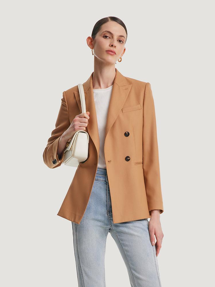 Camel Worsted Wool Blazer GOELIA