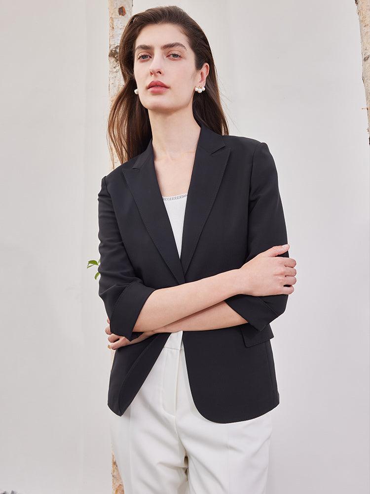 Black 32MM Mulberry Silk Slim Blazer GOELIA