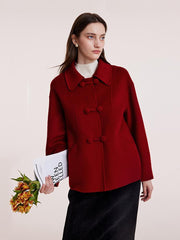 Tencel Wool Cheongsam Button Double-Faced Coat GOELIA