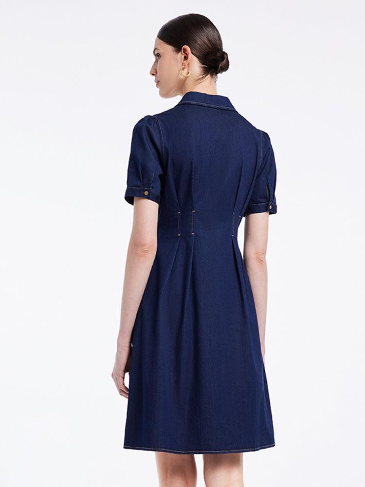 Gathered Waist Denim Dress GOELIA