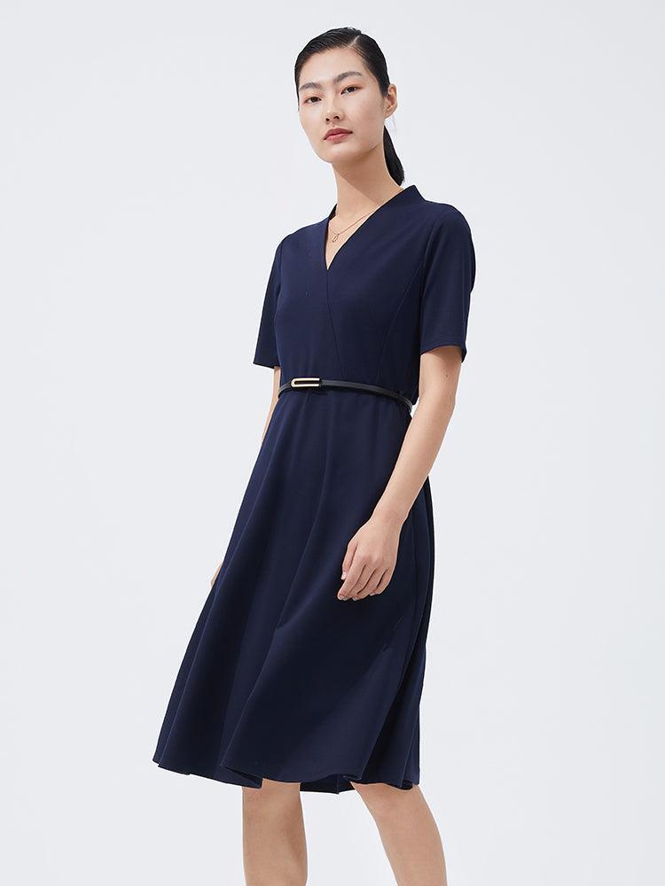 Tencel Knit Gathered Waist Dress GOELIA